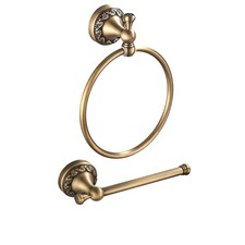Antique Brass Holder,Brass Hand Towel Ring,Antique Towel Holder Hanger 2 Piec...