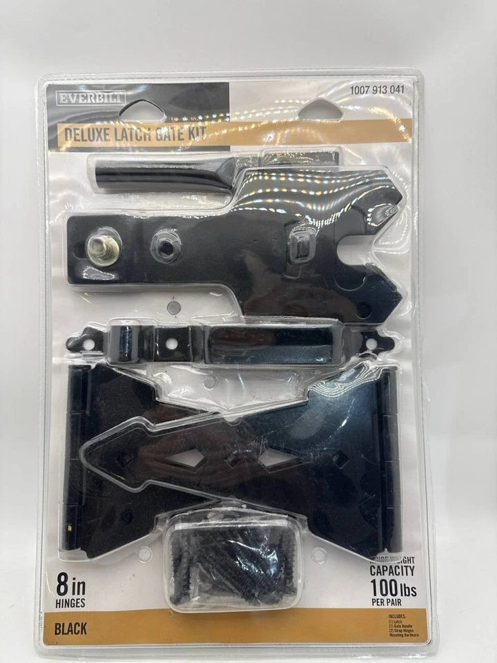 Everbilt Black Decorative Gate Hinge and Heavy Duty Latch Set 8 in Hinges Wood - Image 2 of 4