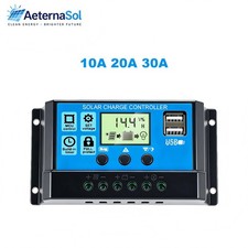 10A/30A Solar Panel Battery Charge Controller 12V/24V LCD Regulator Auto USB