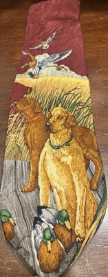  Coming To Close  Neckwear Tie With Dogs 100% Silk By Puritan