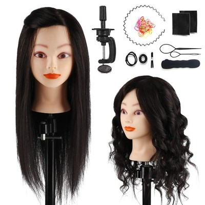 45cm/18 Zoll Übungskopf Frisierkopf Friseur 100% Echtes Haar Modell Kopf für