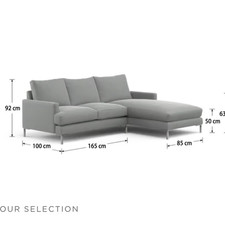 Andrew Martin Conrad 3Str Corner Sofa RHF Stone Fabric, 3-Seater, Modern