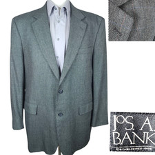 Joseph A Bank Sport Coat Jacket Mens 46L Gray Birdseye Check SV Silk Wool