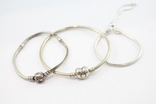Pandora Sterling Silver Bracelets Slider Bangle Heart Clasp x 3 (37g)