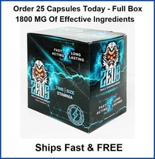 Zeus 1800mg Male Vitality  Stamina Dietary Supplement - 25 Capsules -Exp 5/2032