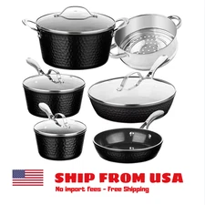 Gotham Steel 10-Piece Hammered Nonstick CeramicCookware Set - Black