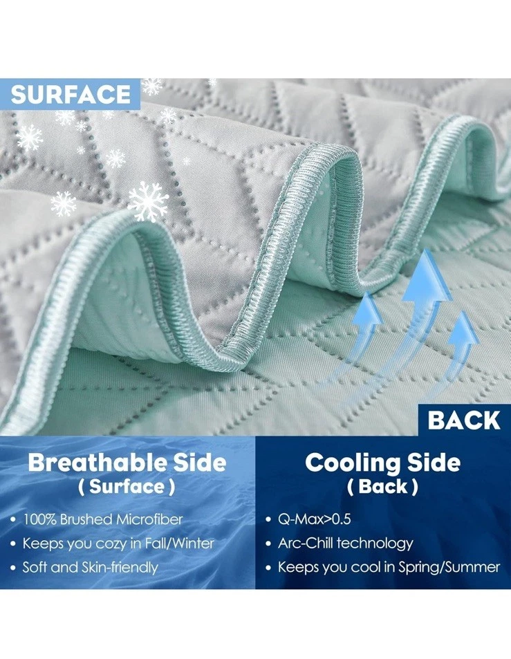 YIYEA Cooling Quilt Set, Arc-Chill Q-Max 0.5 Cool Quilt with 1 Pillow Sham(Twin) - Image 2 of 4