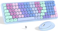 Colorful Wireless Keyboard Mouse Combo, Gradient Rainbow Colors 100 Keys and 2.4