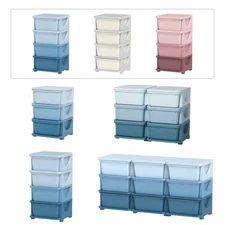 Qaba Kids Toy Box Portable w/ Removeable Bins