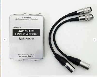 Dual 48V to 12V T-POWER CONVERTER ADAPTER Sennheiser MKH416 405 406T Neumann 84