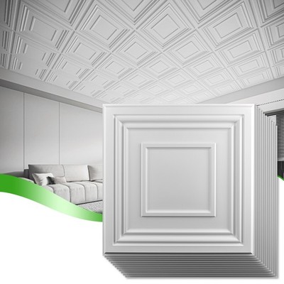 Art3d 12-Pack 24x24 Drop Ceiling Tiles 48 Sq.ft PVC Wall Panels for Home Decor