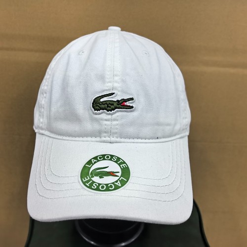 LACOSTE New White Adjustable Baseball Cap with Small Crocodile Logo