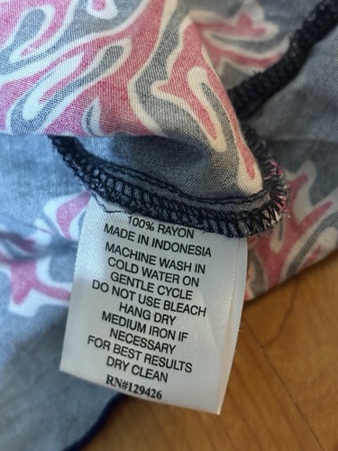 Blusa Escapada Living Azul Marino Rosa Coral Cuentas Borla Sin Mangas Mediana - Imagen 9 de 9