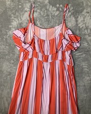 Old Navy Women's Tiered Maxi Dress Round XL 100% Cotton Orange Purple Striped