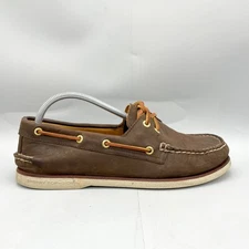 Sperry Mens 10 M Gold Cup Boat Deck Shoes Brown Leather Nautical 2 Eye Moc Toe