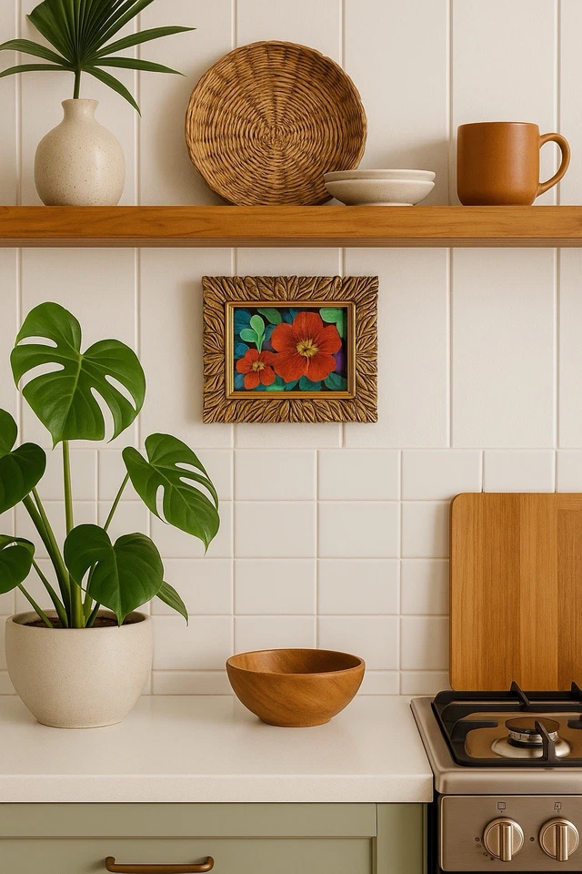 Pintura Original - Arte Flor de Capuchina - Flores Rojas 5x7 Marco Hoja de Oro Foto 2 de 4