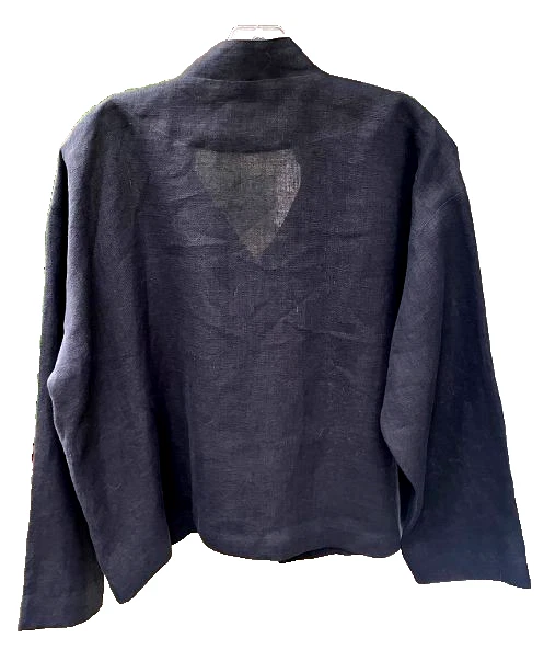 Elegant, Minimalist ESKANDAR Black 100% Linen Jacket, Size 1 (US M, 8-10) - Image 4 of 4