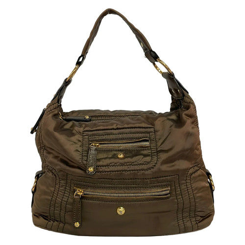 TOD'S Pashmy Brown Gold Nylon Leather Handbag
