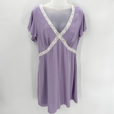 Old Navy Dress Womens L Purple Wisteria Lace Trim Crepe Mini Fit & Flare NWT