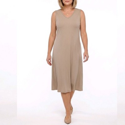 Italy Trägerkleid Gr. 38 40 42 Rippstoff A-Linie Kleid Strand Sommer Kleid Beige