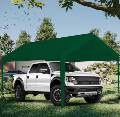Carport Replacement Canopy Top 12x20 Waterproof Tarp Cover w/ Ball Bungees Green - Picture 2 of 5