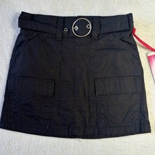 Justice Girls Cargo Black Skirt Soft / Comfy Size 6 With Short Added NWT