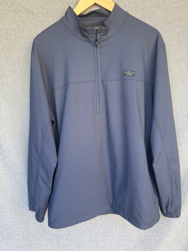 Travis Mathew Wanderlust Jacket Mens L Navy Blue 1/2 Half Zip Pullover Pockets