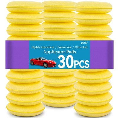 Car Wax Applicator Pads 30 Pack Foam 4 Inch Polishing Sponge Detailing Yellow 