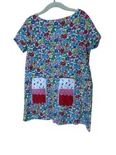 Mini Boden Dress Girls 7-8 Years Multicolor Floral Ice Cream Pockets T-Shirt