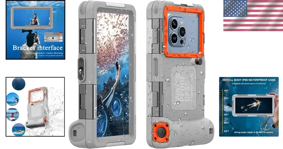 Funda de teléfono de buceo submarino 2025 - Impermeable para iPhone 13-17 y Galaxy S S S... Foto 2 de 4