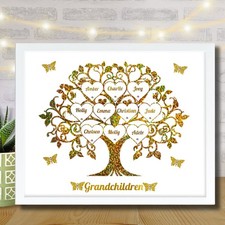Personalised Landscape Family Tree Frame | Handmade Gold Mothers Day Gift.