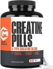 Creatine Pills, 5g 3X Pure Creatine Monohydrate Pills, Pre Workout Bulk Muscle M