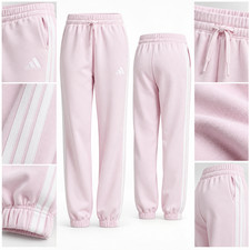 adidas Essentials Women's Pants XL Clear Pink 3-Stripe Loose Tapered High Rise