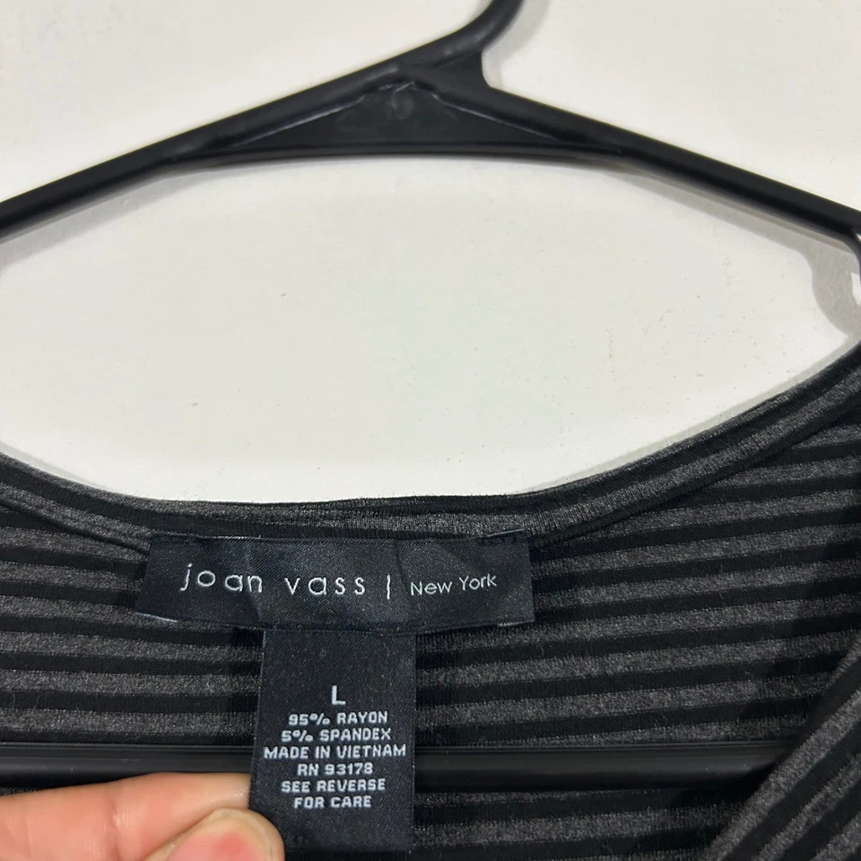 Vestido informal Joan Vass New York para mujer talla L gris a rayas manga larga Foto 2 de 4