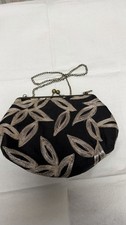 Vintage Gold Metallic and Black Evening Purse