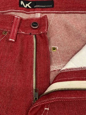 ANDREW MACKENZIE Bottoms, Medium, Denim, Red, Solid Color, Made in