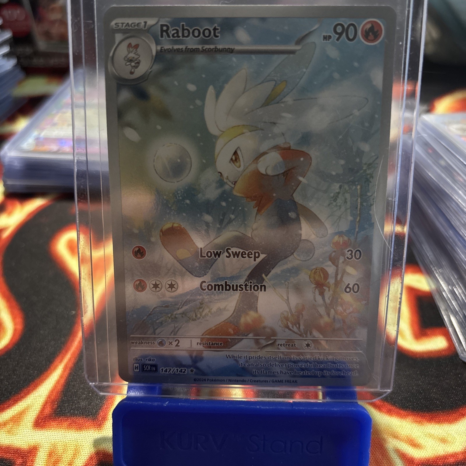 Raboot Pokémon Card - Low Sweep, Combustion Moves 147/142
