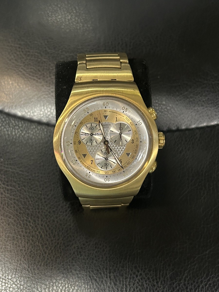 Swatch Irony Chrono YOG100G Golden Chest Gold Watch RARE 2006