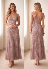 R M Richards Women's Sequin-Embellished Evening Gown Mauve size 12