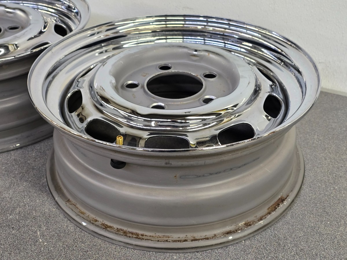 VERY NICE PAIR GENUINE KPZ PORSCHE 911 912 914-6 5 1/2JX15 CHROME
