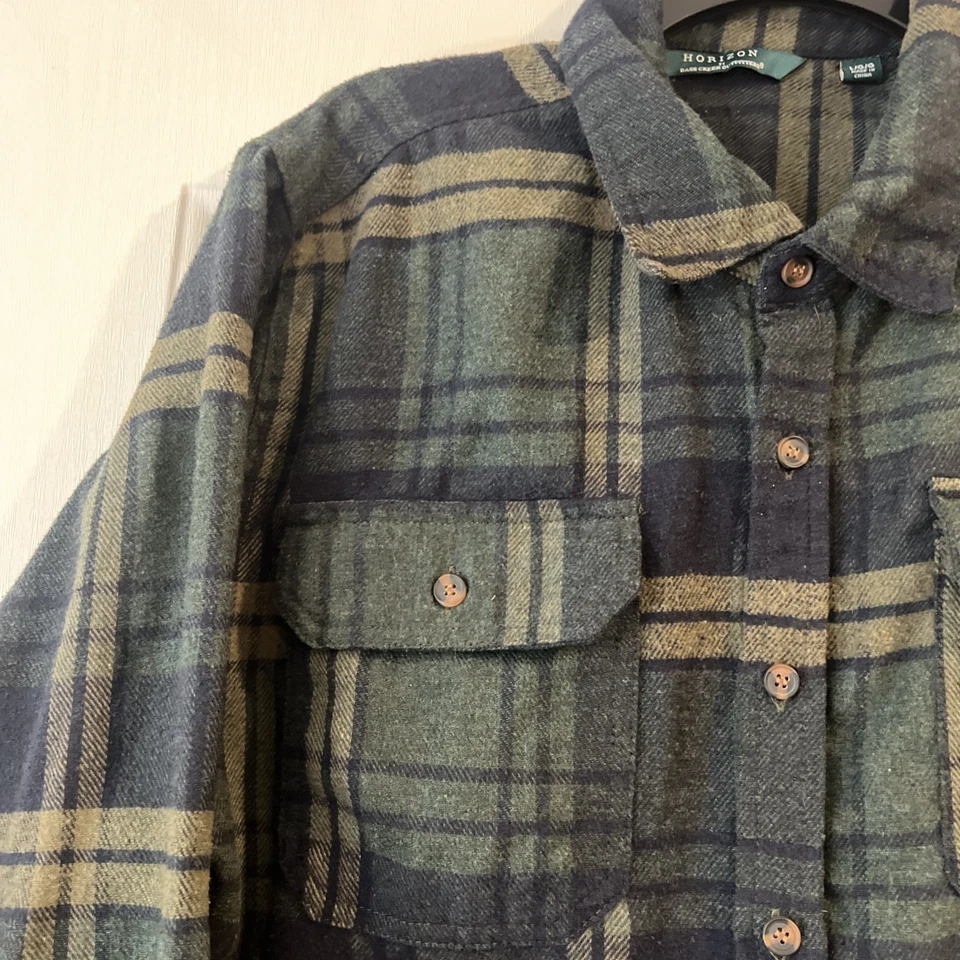 Camisa de franela a cuadros verde L Horizon Bass Creek Outfitters para hombre con botones delanteros Foto 2 de 4