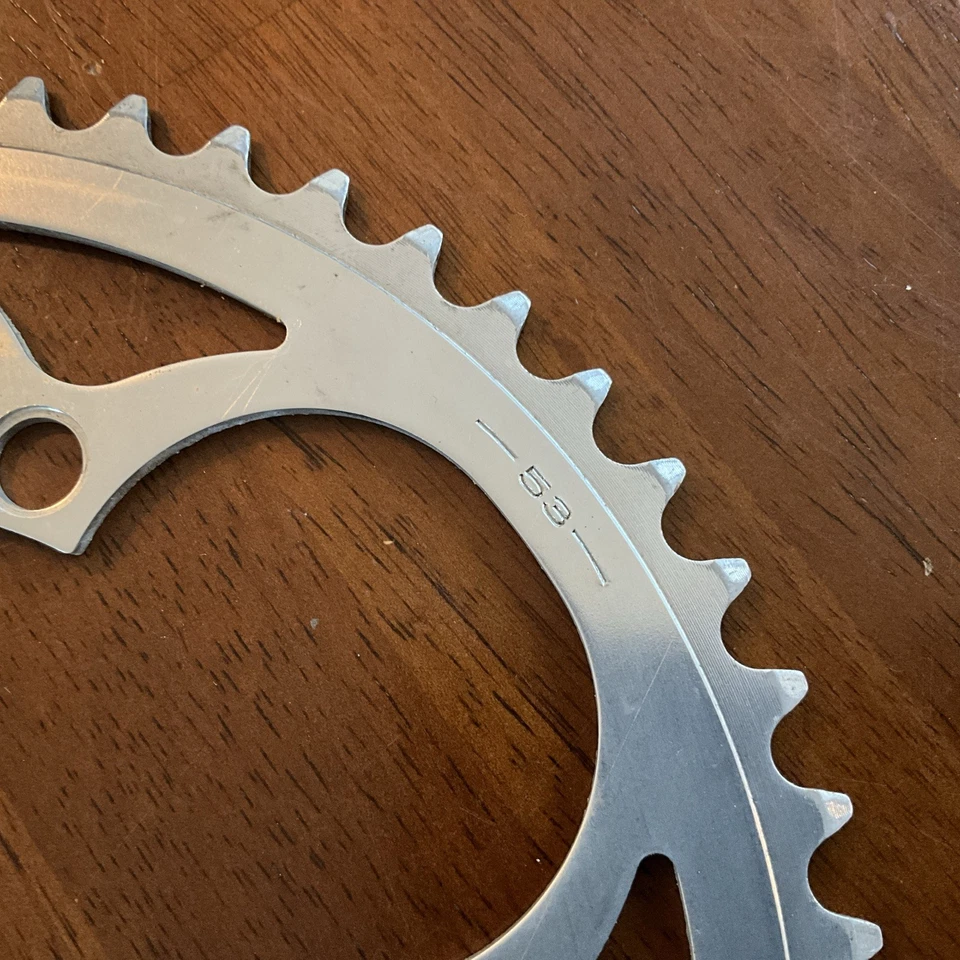 Винтажная передняя звездочка SR 211 — 53 зуба — 130 BCD — 5 болтов — серебристый сплав — б/у - Изображение 2 из 4