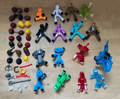 Stikbot lot of 16 Figures 36 Accessories Dino Hippo Elephant Monkey Lion Cow ++