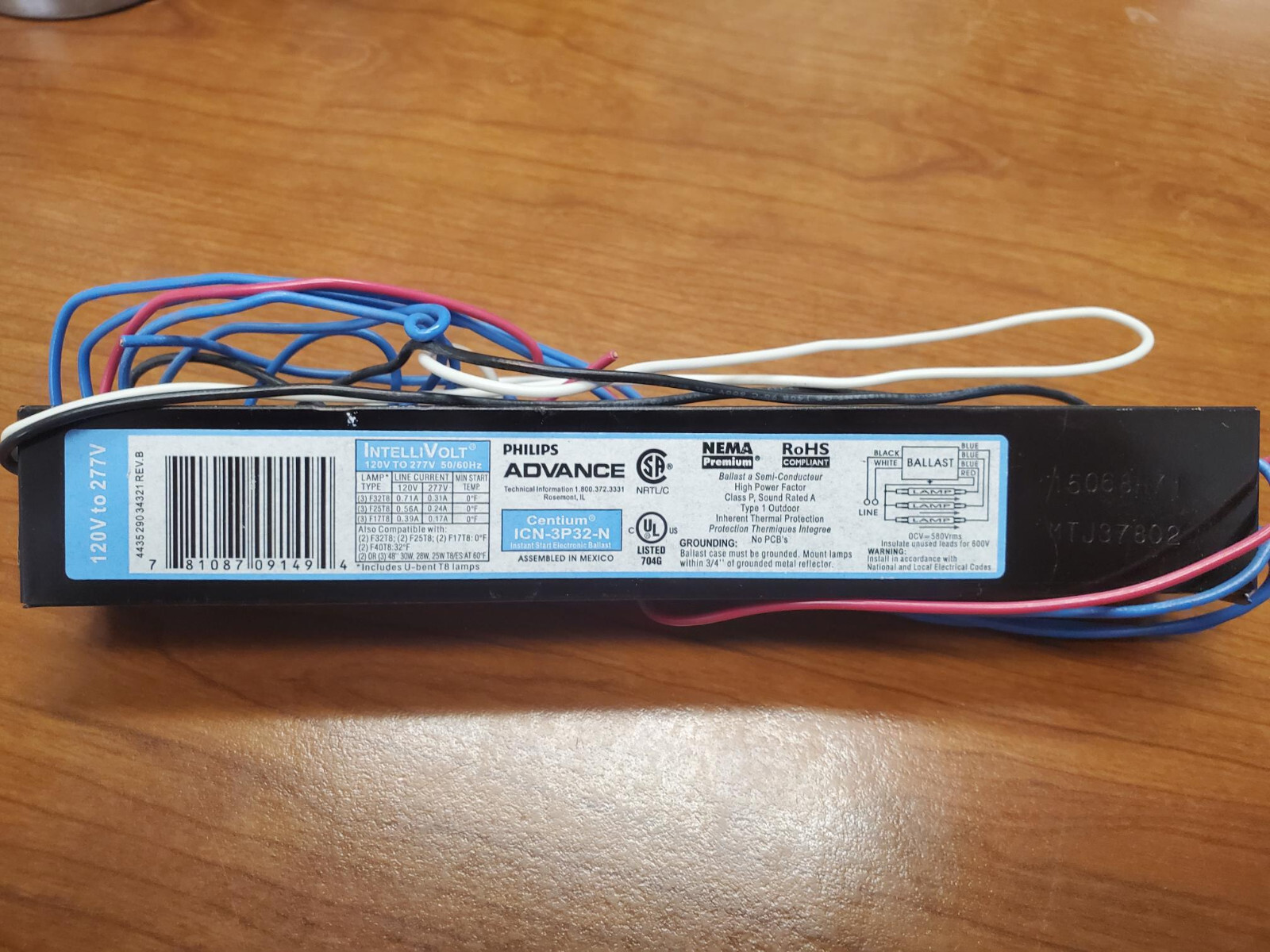 LOTADVANCE ICN2P32N FLUORESCENT BALLAST, 2 LAMP, 120/277V (16 Qty