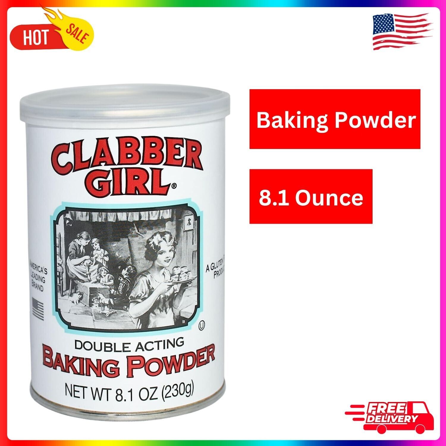 Clabber Girl Double Acting Baking Powder, 8.1 Ounce