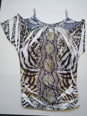 Charlotte Russe Short Sleeve Snakeskin Print Top Size S