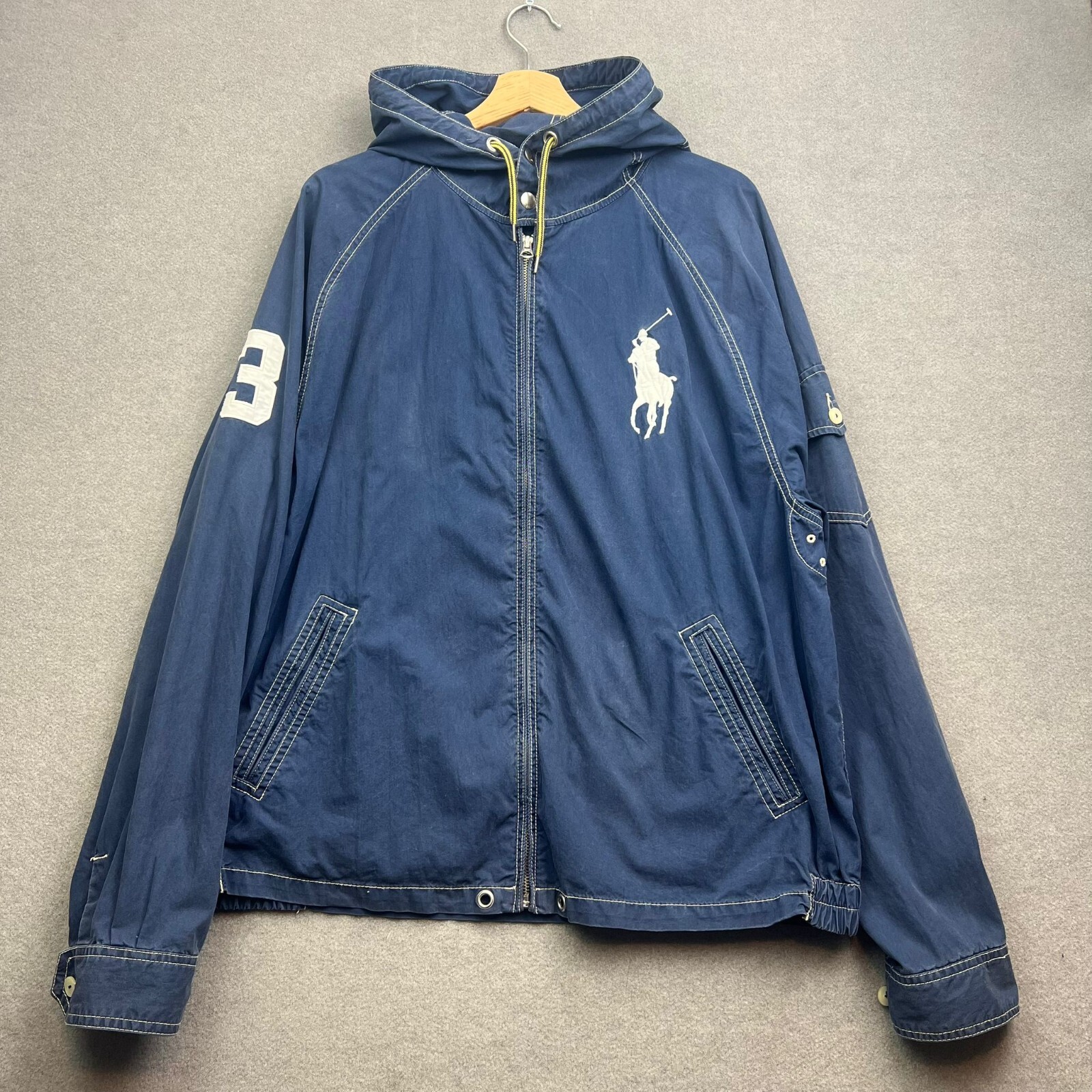 Giacca a vento vintage anni 90 Polo Ralph Lauren uomo 2XL grande pony logo cappuccio 3