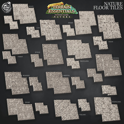 3D Printed Cast n Play Nature Floor Tiles Set Terrain Essentials Nature 28mm