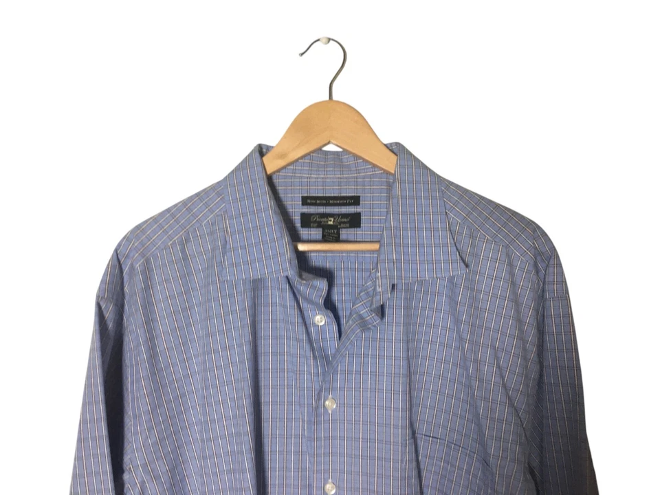 Pronto Uomo Shirt Men's Size 3 XL Tall Blue Plaid 100% Cotton Button Up - Image 3 of 4