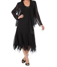 Mother of Bride Groom Wedding Party Dinner evening Black jacket dress plus 20W1X
